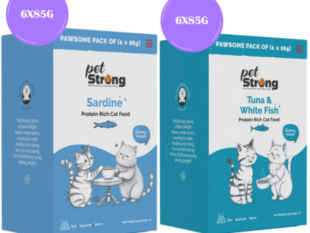 PetStrong Sardine & Tuna and White Fish in Gravy Cat Wet Food Combo on Sale