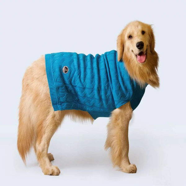 Petsnugs Half Cable Half Fully Fashion Sweater for Dogs and Cats (Blue Black) For Discount