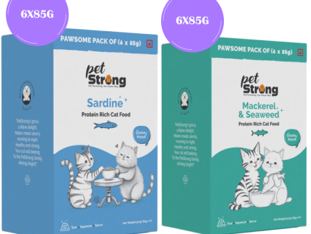 PetStrong Sardine & Mackerel and Seaweed in Gravy Cat Wet Food Combo Sale