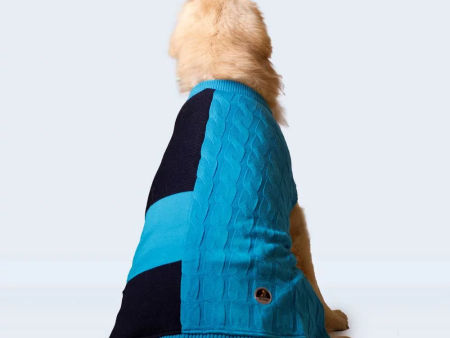 Petsnugs Half Cable Half Fully Fashion Sweater for Dogs and Cats (Blue Black) For Discount