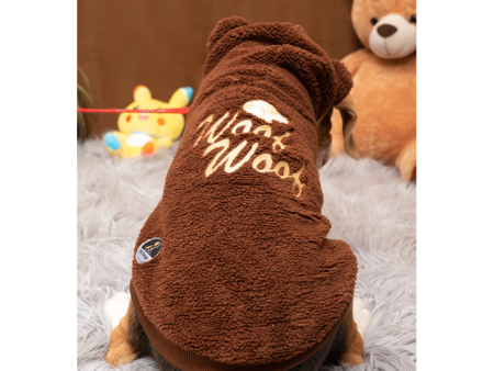 Petsnugs Woof Woof Sweatshirt for Dogs and Cats (Dark Brown) Hot on Sale