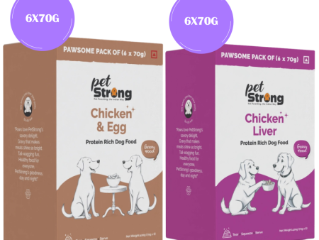 PetStrong Chicken and Egg & Chicken Liver in Gravy Wet Food for Dogs Combo For Cheap