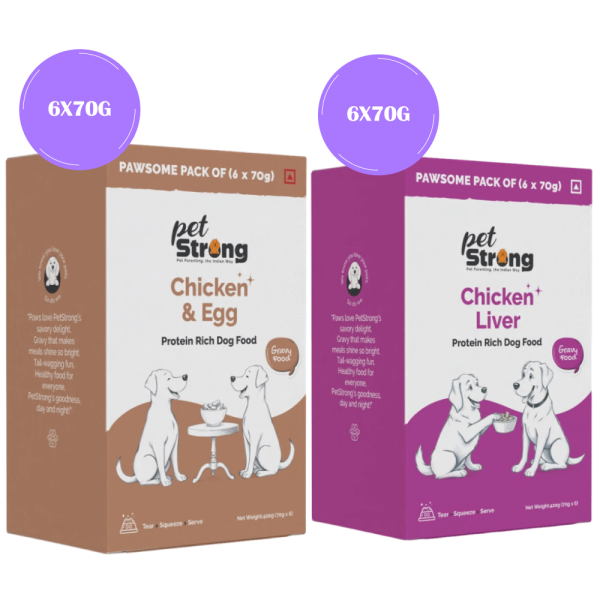 PetStrong Chicken and Egg & Chicken Liver in Gravy Wet Food for Dogs Combo For Cheap