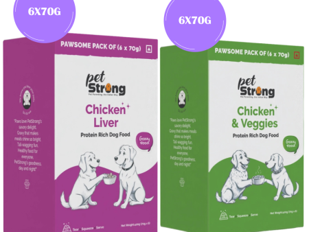 PetStrong Chicken Liver & Chicken and Veggies in Gravy Wet Food for Dogs Combo Discount