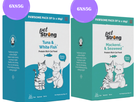 PetStrong Tuna and White Fish & Mackerel and Seaweed in Gravy Cat Wet Food Combo Fashion