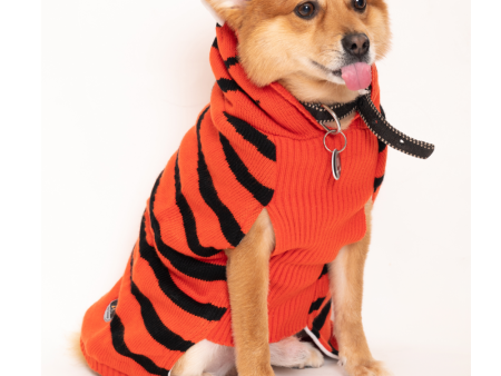 Petsnugs Tiger Knit Sweater for Dogs and Cats (Black & Orange) Online Sale