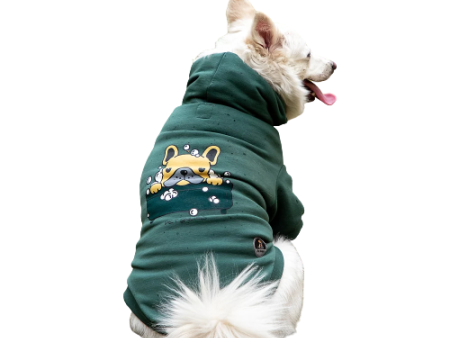 Pet Snugs Dog Bathtub Print Sweatshirt for Dogs (Green) For Sale