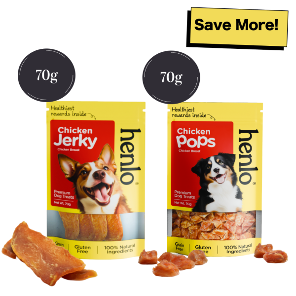 Henlo Chicken Jerky and Pops Treats for Dogs Combo Online now