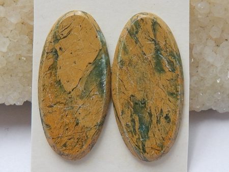 Natural Green Opal Cabochons Paired 31x15x3mm, 5.7g Discount