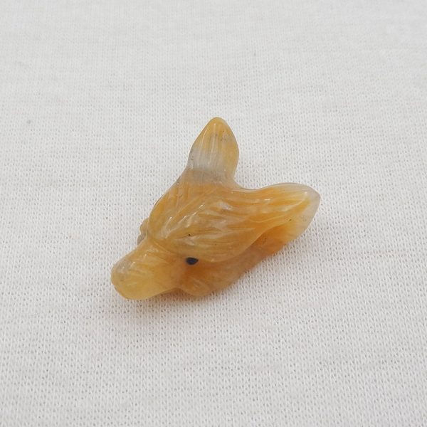 Natural Yellow Jade Carved wolf head Pendant Bead 24x17x9mm, 3.8g Supply