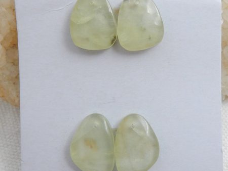 2 Pairs Natural Prehnite Pendant Beads,Jewelry DIY Making, 17x12x7mm, 6g Supply