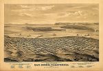 Bird s eye view of San Diego, California by E S Glover, 1876 on Sale