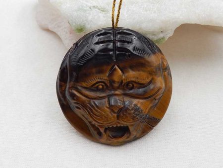 Natural Tiger s Eye Jasper Carved tiger Pendant Bead 45x45x12mm, 37.2g Hot on Sale