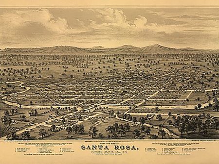 Santa Rosa, California by E S Glover, 1876 Hot on Sale