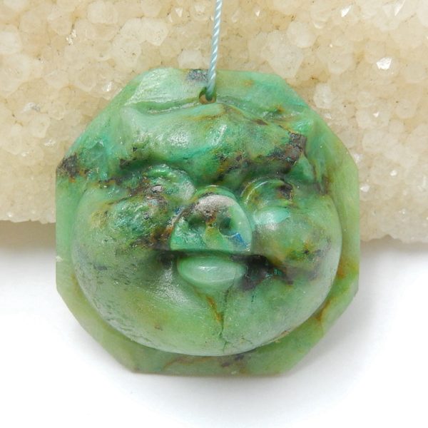 Natural Chrysocolla Carved pig head Pendant Bead 37x27x18mm, 26.1g Sale