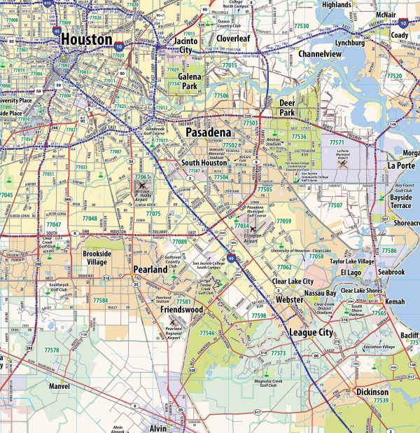 Greater Houston Metro Area Wall Map For Cheap