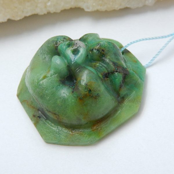 Natural Chrysocolla Carved pig head Pendant Bead 37x27x18mm, 26.1g Sale