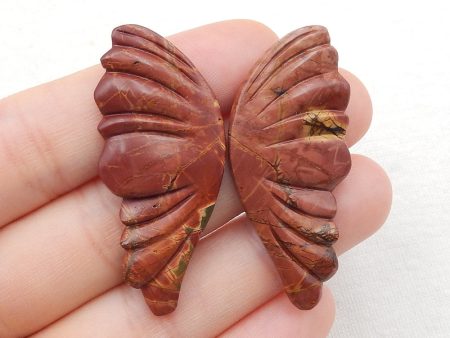 Natural Red Creek Jasper Carved butterfly wings Cabochons 43x19x4mm, 7.8g Hot on Sale