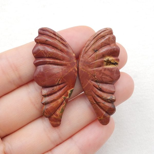 Natural Red Creek Jasper Carved butterfly wings Cabochons 43x19x4mm, 7.8g Hot on Sale