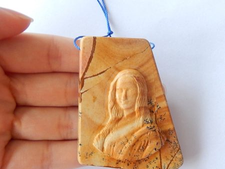 Natural Picture Jasper Carved Beauty Pendant Bead 66x50x8mm, 46g Sale