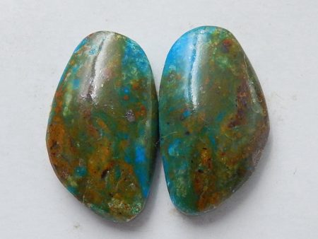 Natural Blue Opal Cabochons Paired 23x13x5mm, 4.7g Cheap