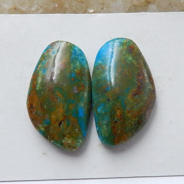 Natural Blue Opal Cabochons Paired 23x13x5mm, 4.7g Cheap