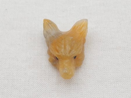 Natural Yellow Jade Carved wolf head Pendant Bead 24x17x9mm, 3.8g Supply