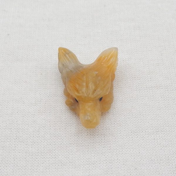 Natural Yellow Jade Carved wolf head Pendant Bead 24x17x9mm, 3.8g Supply