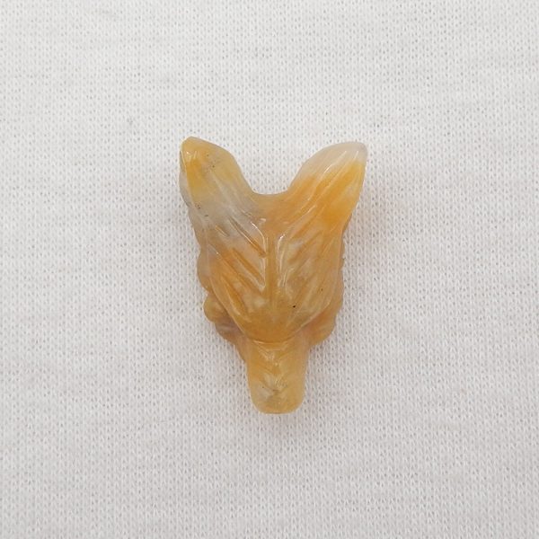 Natural Yellow Jade Carved wolf head Pendant Bead 24x17x9mm, 3.8g Supply