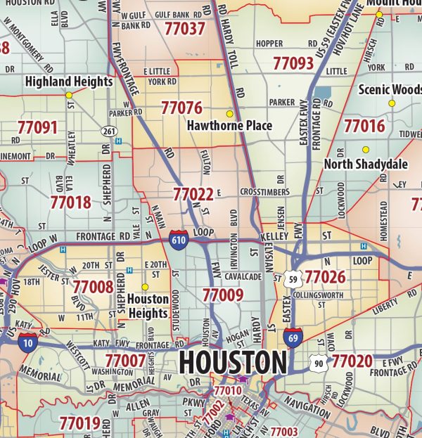 Greater Houston Metro Area ZIP Code Map For Discount