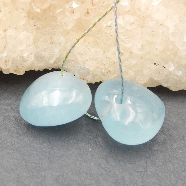 Natural Blue Aquamarine Earring Beads 12x12x7mm, 2.7g Discount