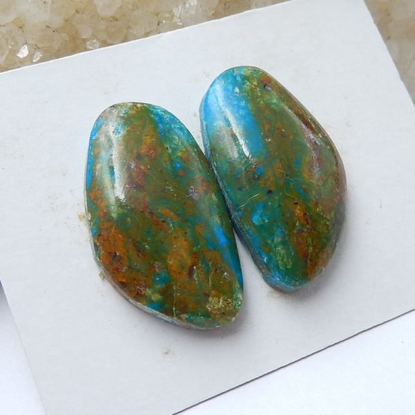 Natural Blue Opal Cabochons Paired 23x13x5mm, 4.7g Cheap