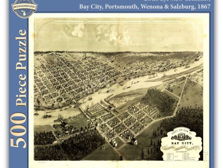 Bird s Eye View of Bay City, Portsmouth, Wenona & Salzburg, 500-Piece Puzzle For Cheap