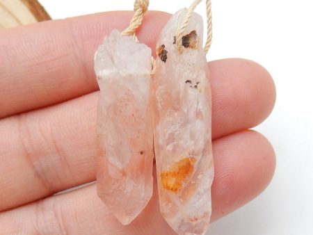 2 PCS Natural Quartz Pendant Beads 37x10x10mm, 6.8g Online Sale