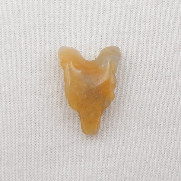 Natural Yellow Jade Carved wolf head Pendant Bead 24x17x9mm, 3.8g Supply