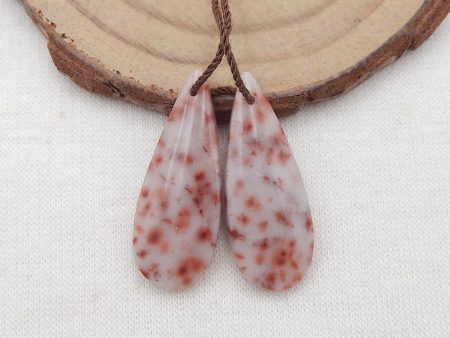 Natural Red Dalmatian Jasper Earring Beads 27x11x4mm, 3.8g For Sale