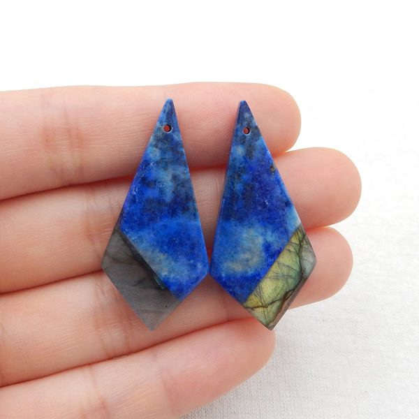 Intarsia of Lapis Lazuli and Labradorite Earring Beads 38x18x5mm, 9.3g For Cheap