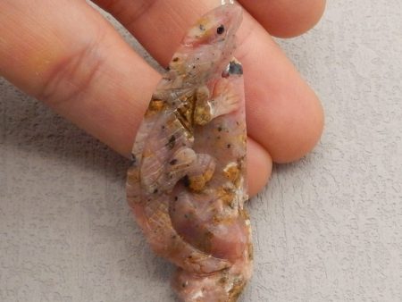 Natural Pink Opal Carved lizard Pendant Bead 60x25x10mm, 14.8g For Cheap