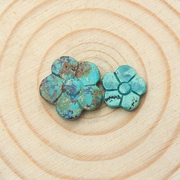 2 PCS Natural Turquoise Cabochons Paired 14x5mm, 10x2mm, 1.9g Discount