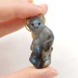 Natural Labradorite Carved koala Pendant Bead 45x22x10mm, 14.9g on Sale