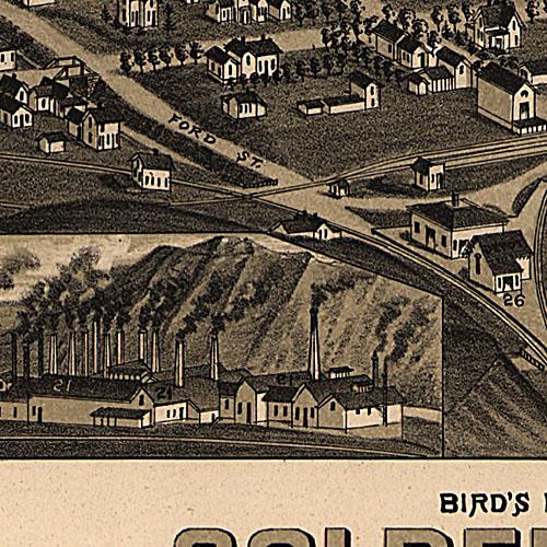 Bird s eye view of Golden Colorado, 1882 Sale