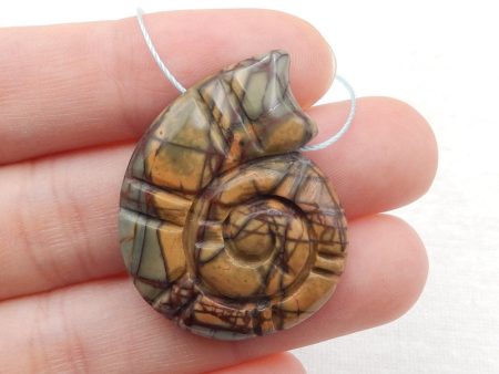 Natural Red Creek Jasper Carved Pendant Bead 32X26X6mm, 7.2g Sale