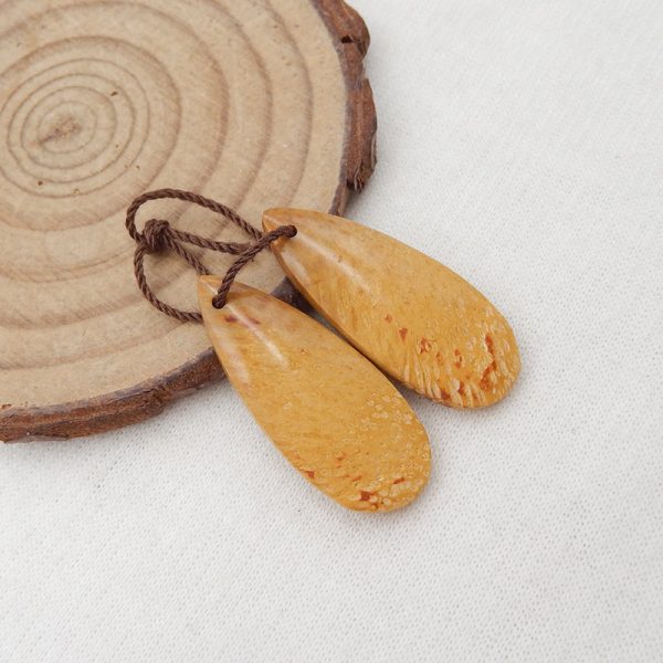 Natural Palm Root Stone Earring Beads 30x12x5mm, 4.7g For Sale