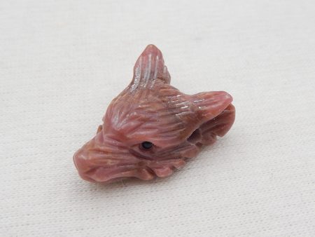 Natural Rhodonite Carved wolf head Pendant Bead 17x23x9mm, 5.5g Supply