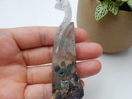 Natural Ghost Quartz Carved snake 83x25x22mm, 42.6g Sale