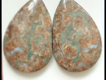 Natural Mushroom Jasper Cabochons Paired 29x19x5mm, 8.9g Online now