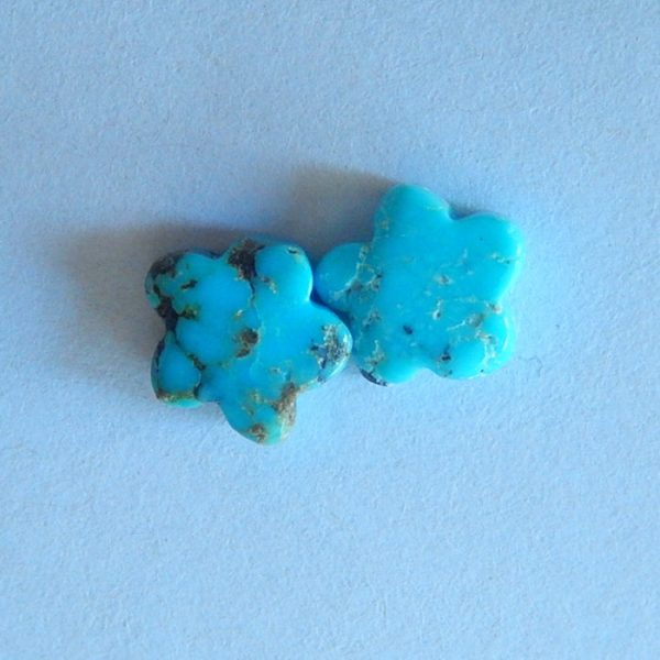 Natural Turquoise Carved flower Cabochons Paired 7x3mm, 0.4g on Sale