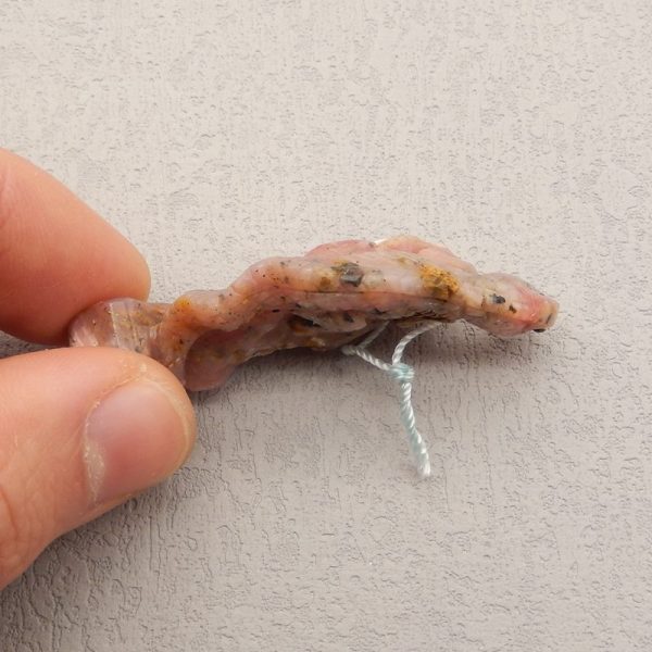 Natural Pink Opal Carved lizard Pendant Bead 60x25x10mm, 14.8g For Cheap