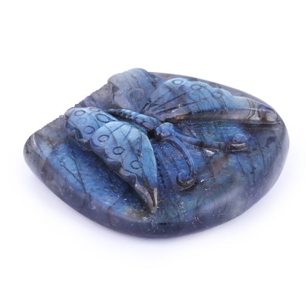 Natural Labradorite Carved butterfly Cabochon 60x55x22mm, 109.4g Supply