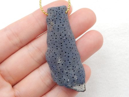 Natural Blue Fossil Coral Pendant Bead 54x20x8mm, 12.0g For Sale